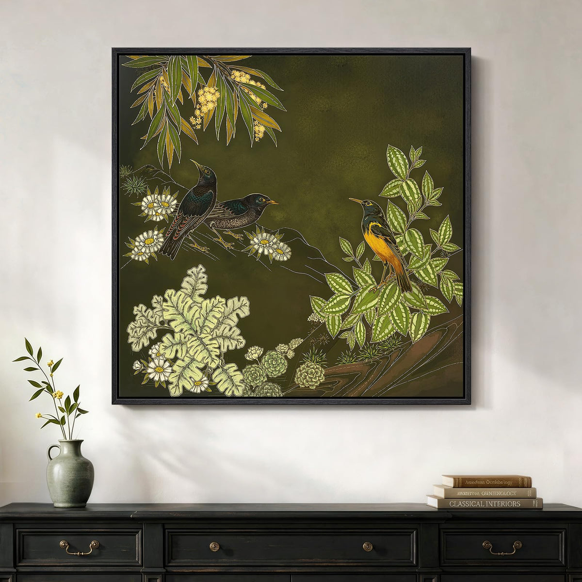 Framed Green Mountain Landscape Wall Art