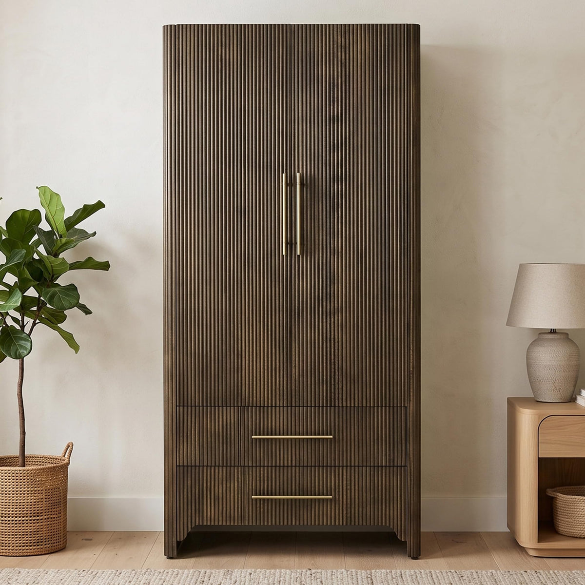 Korsneli Solid Wood Armoire Wardrobe