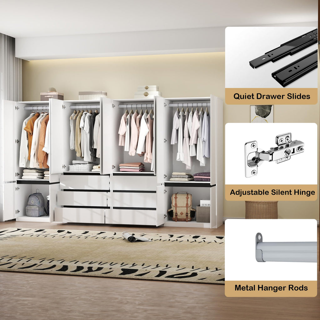 LABROSKIA Six-Drawer White Wardrobe