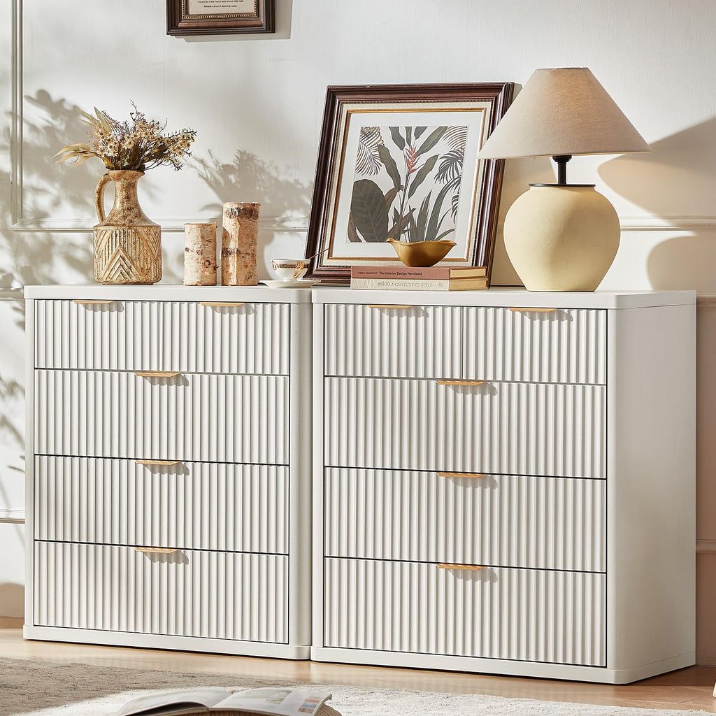 LEYAOYAO Fluted Three-Drawer Nightstand