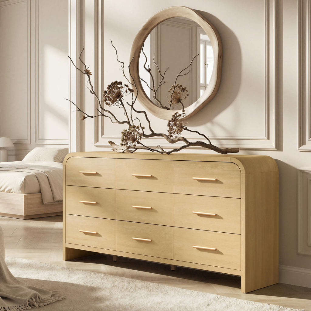 EliteSet 63-Inch Curved Six-Drawer Dresser