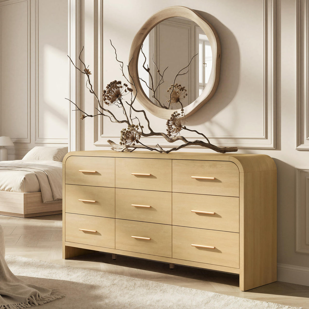 EliteSet 63-Inch Curved Six-Drawer Dresser