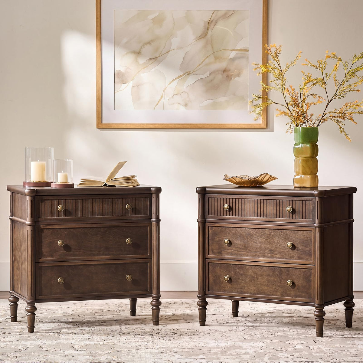 HULALA HOME Fluted Charging Nightstand