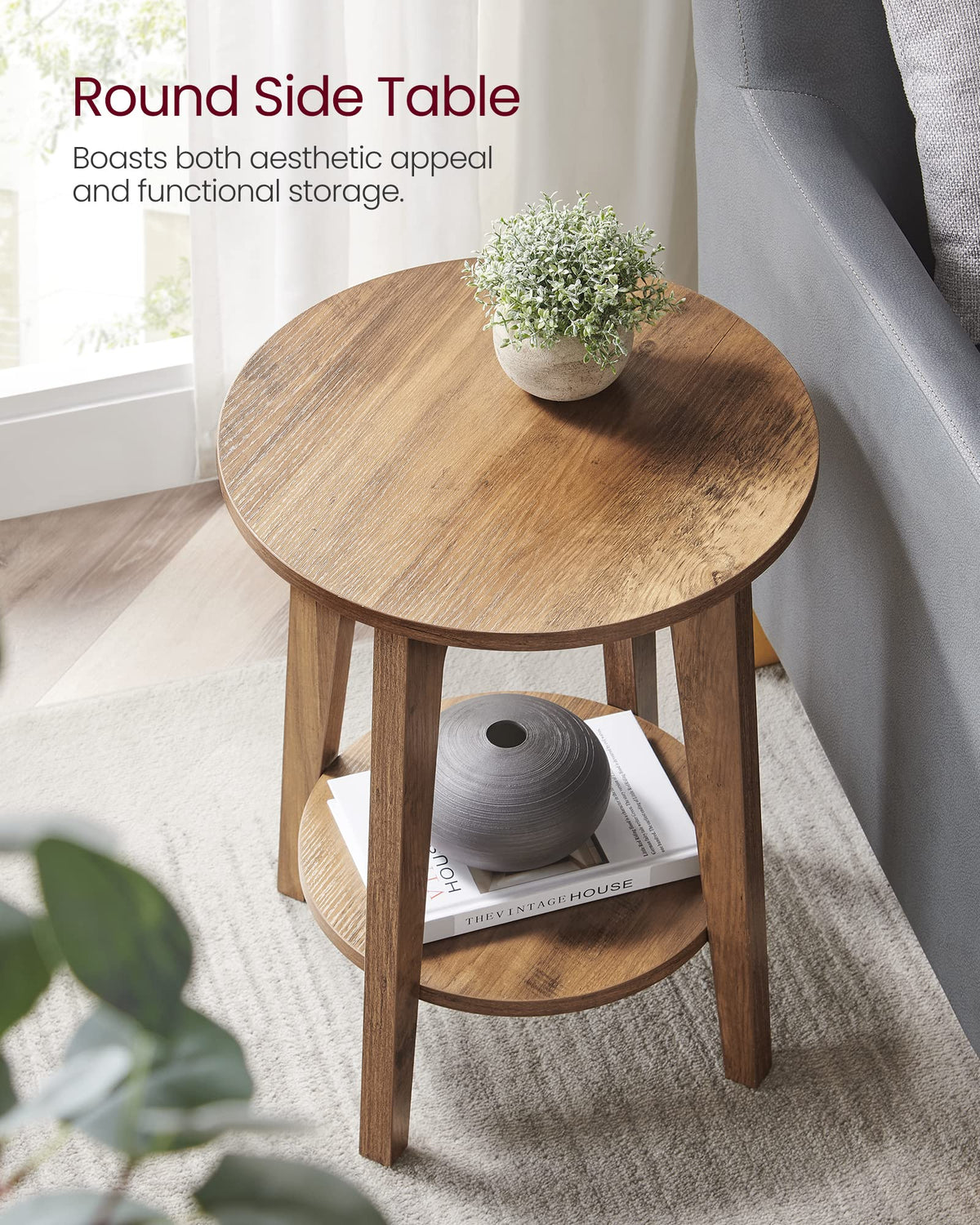 VASAGLE Round Two-Tier Side Table