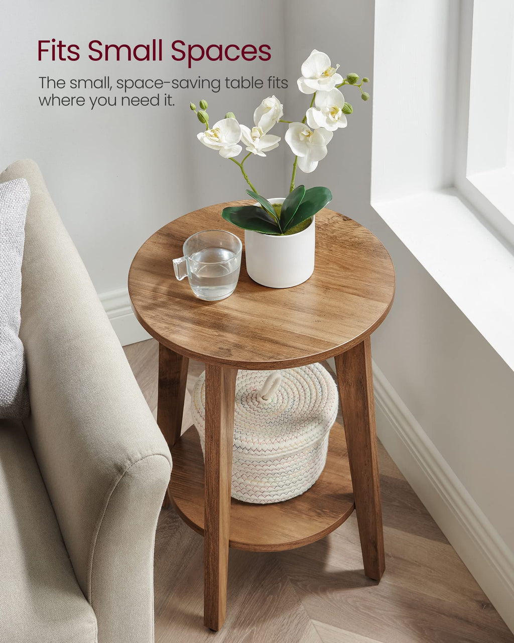 VASAGLE Round Two-Tier Side Table