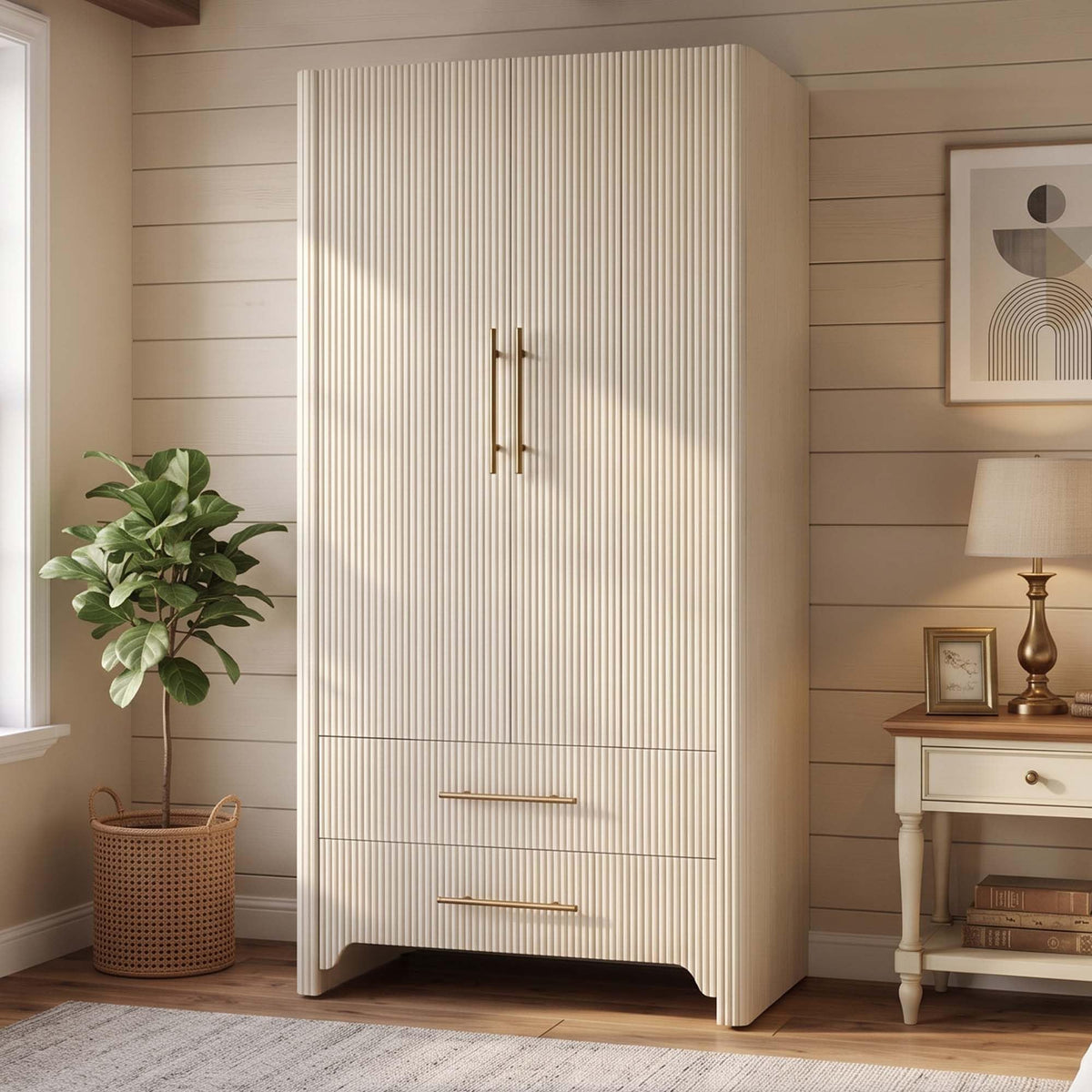 Korsneli Solid Wood Armoire Wardrobe