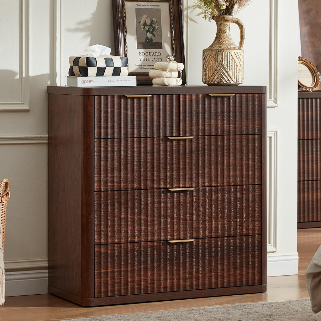 LEYAOYAO Fluted Three-Drawer Nightstand
