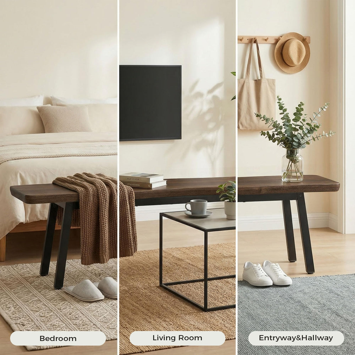 FUQARHY 59-Inch Dining Benches, Set of Two