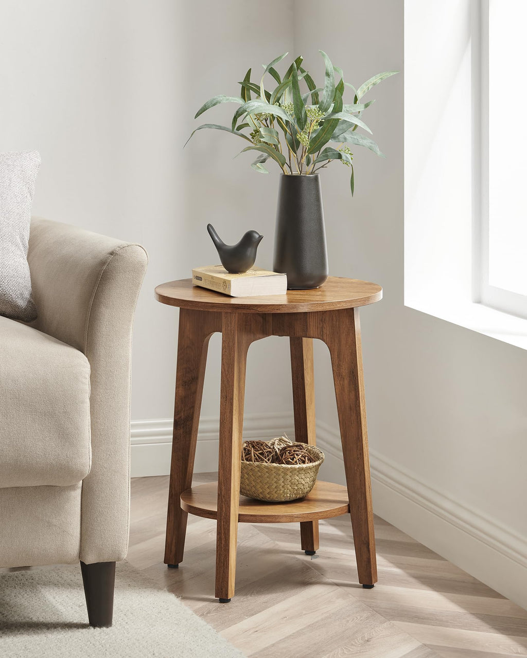 VASAGLE Round Two-Tier Side Table