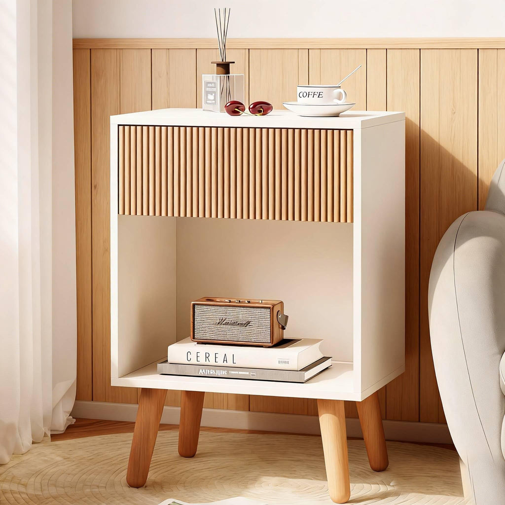 Fluted Two-Drawer Nightstand Set