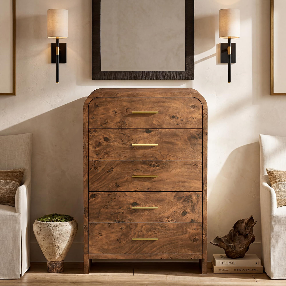 EliteSet 63-Inch Curved Six-Drawer Dresser