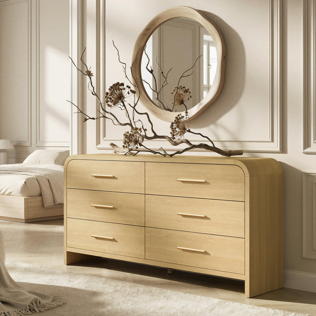 EliteSet 63-Inch Curved Six-Drawer Dresser