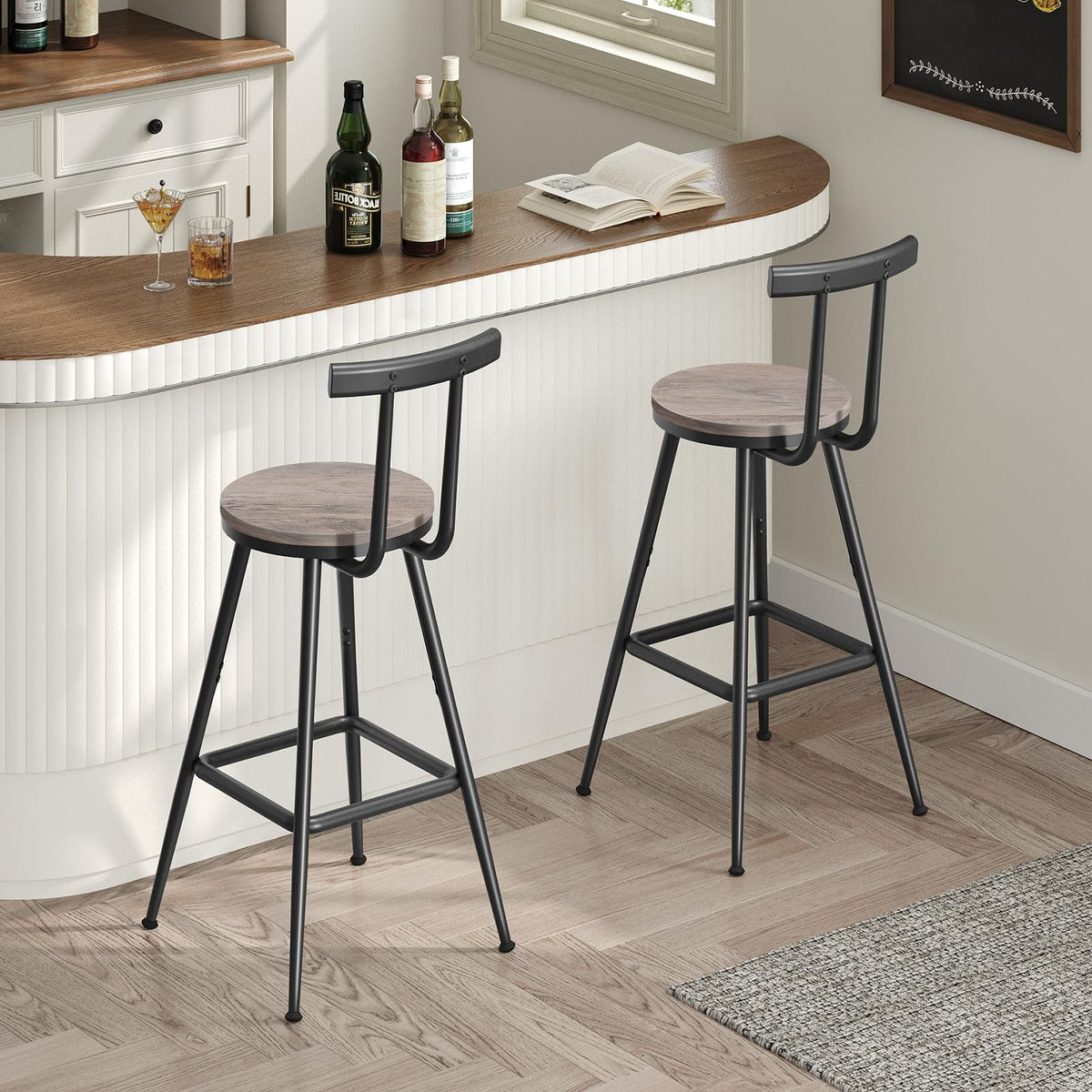 MAHANCRIS 26-Inch Bar Stools, Set of Two