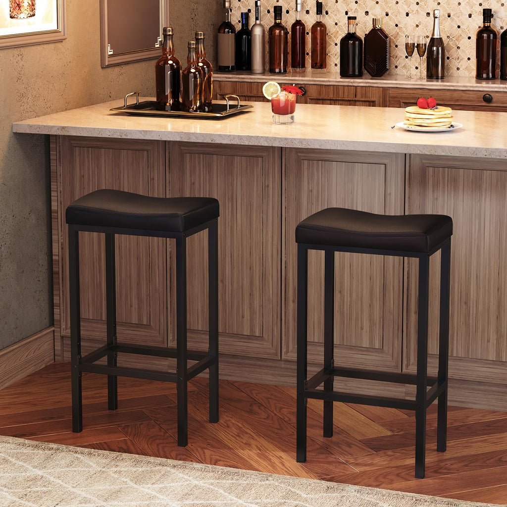 HOOBRO Upholstered Saddle Bar Stools