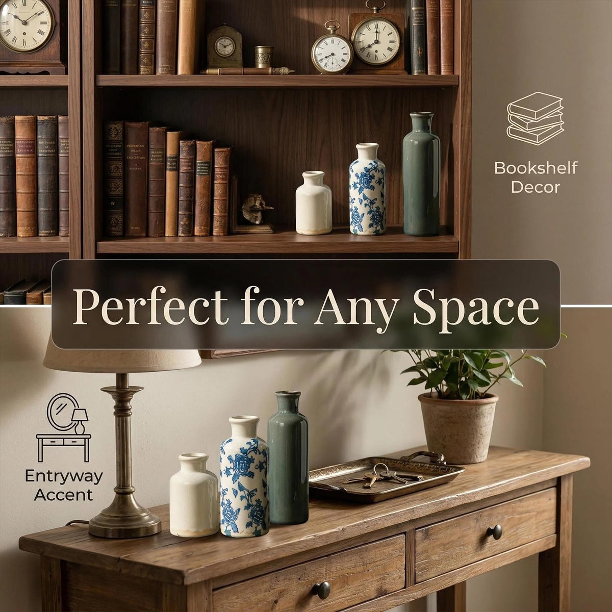 Three-Piece Rustic Ceramic Vase Set