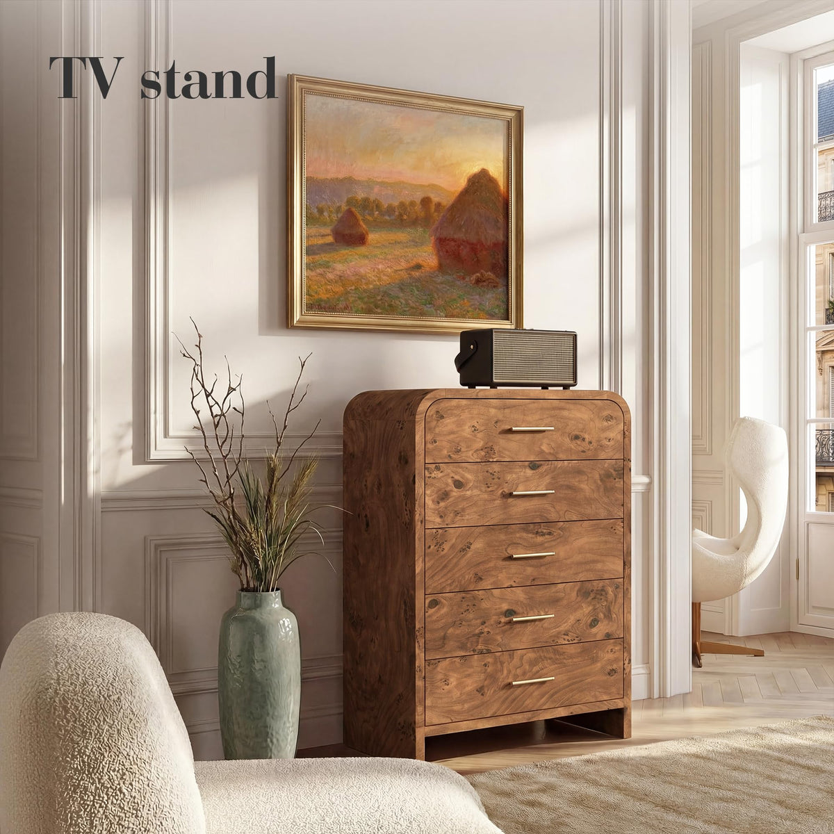 EliteSet 63-Inch Curved Six-Drawer Dresser