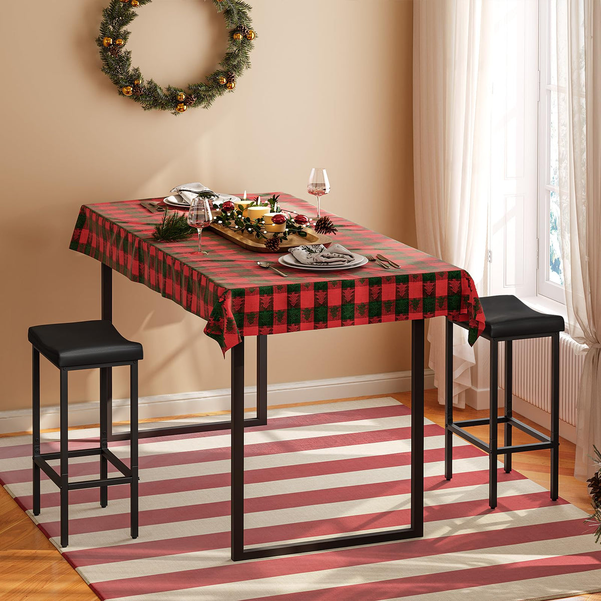 HOOBRO Upholstered Saddle Bar Stools