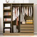 Wooden Open Wardrobe with Three Drawers