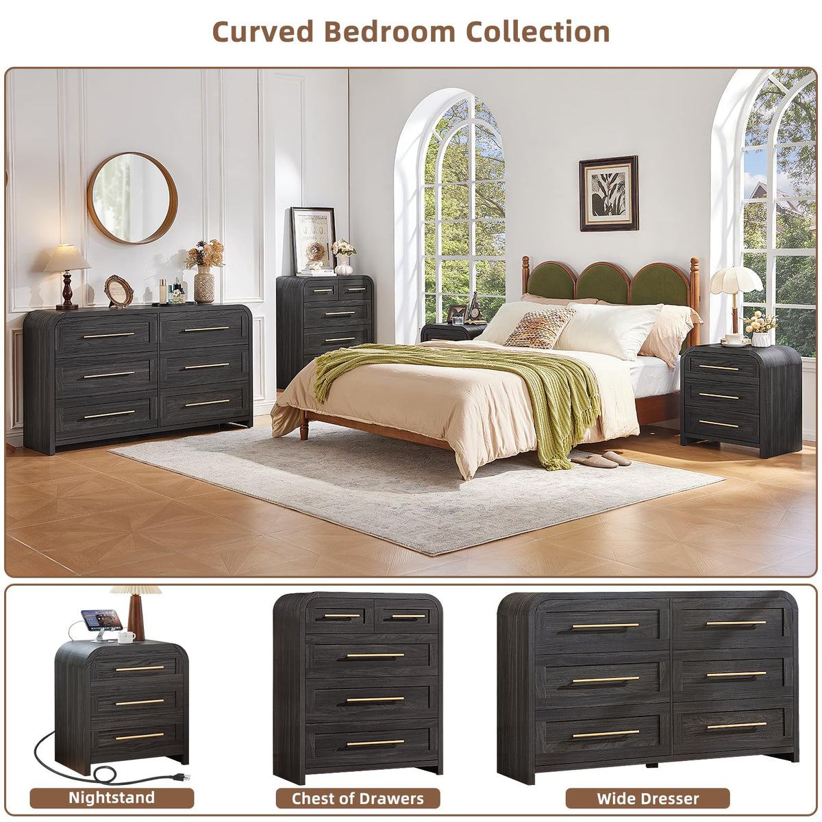 JINVICJIASI Curved Bedroom Dresser