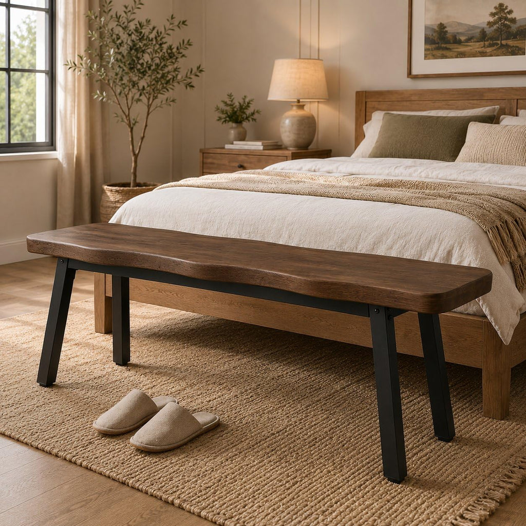 LAZZO Farmhouse Dining Benches, Set of Two