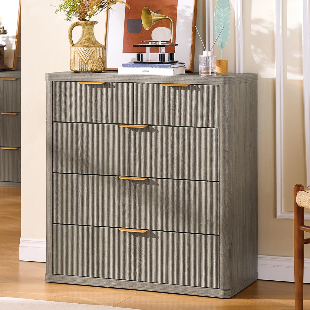 LEYAOYAO Fluted Three-Drawer Nightstand
