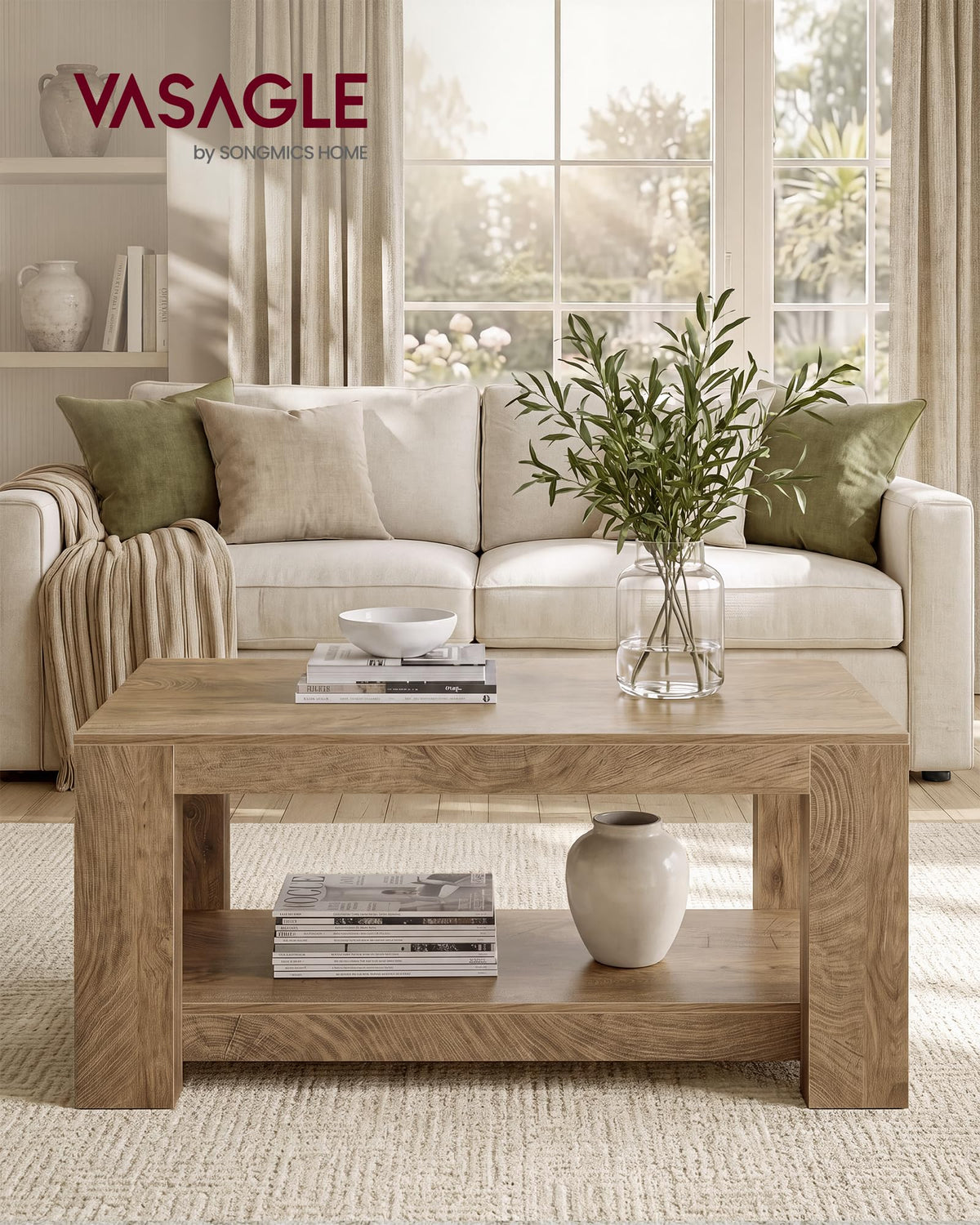 VASAGLE Farmhouse Coffee Table
