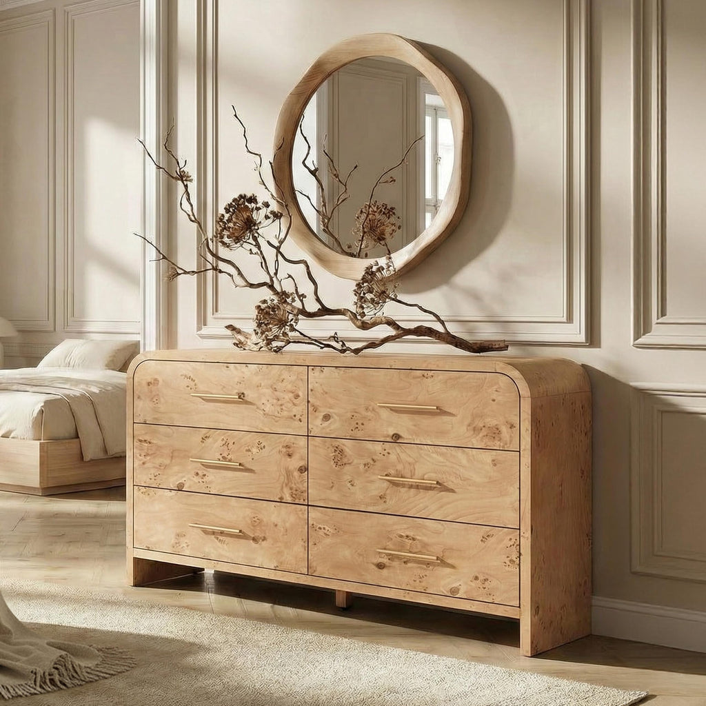EliteSet 63-Inch Curved Six-Drawer Dresser