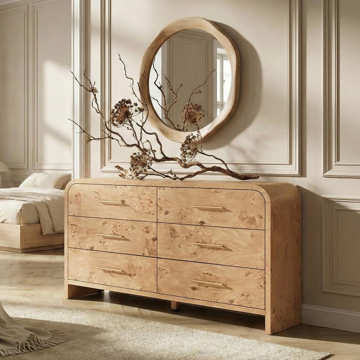 EliteSet 63-Inch Curved Six-Drawer Dresser