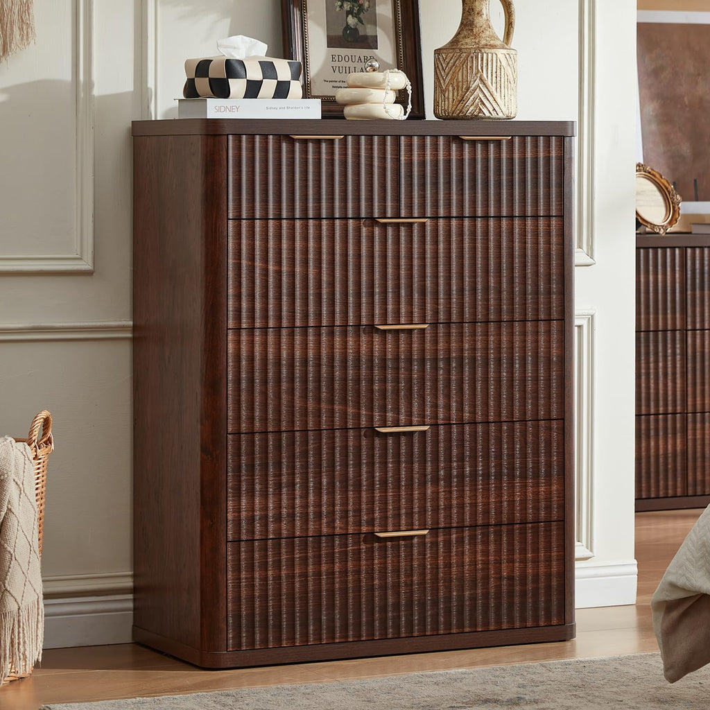 LEYAOYAO Fluted Three-Drawer Nightstand