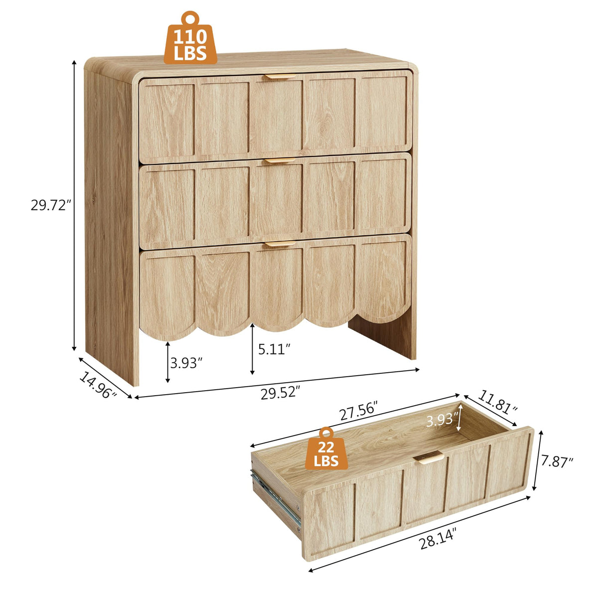 ORRD Wave-Fluted Drawer Dresser