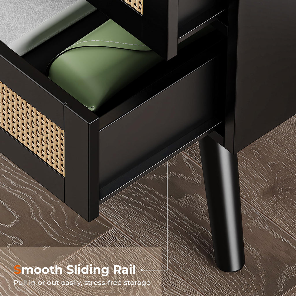 SUPERJARE Rattan-Style Charging Nightstand
