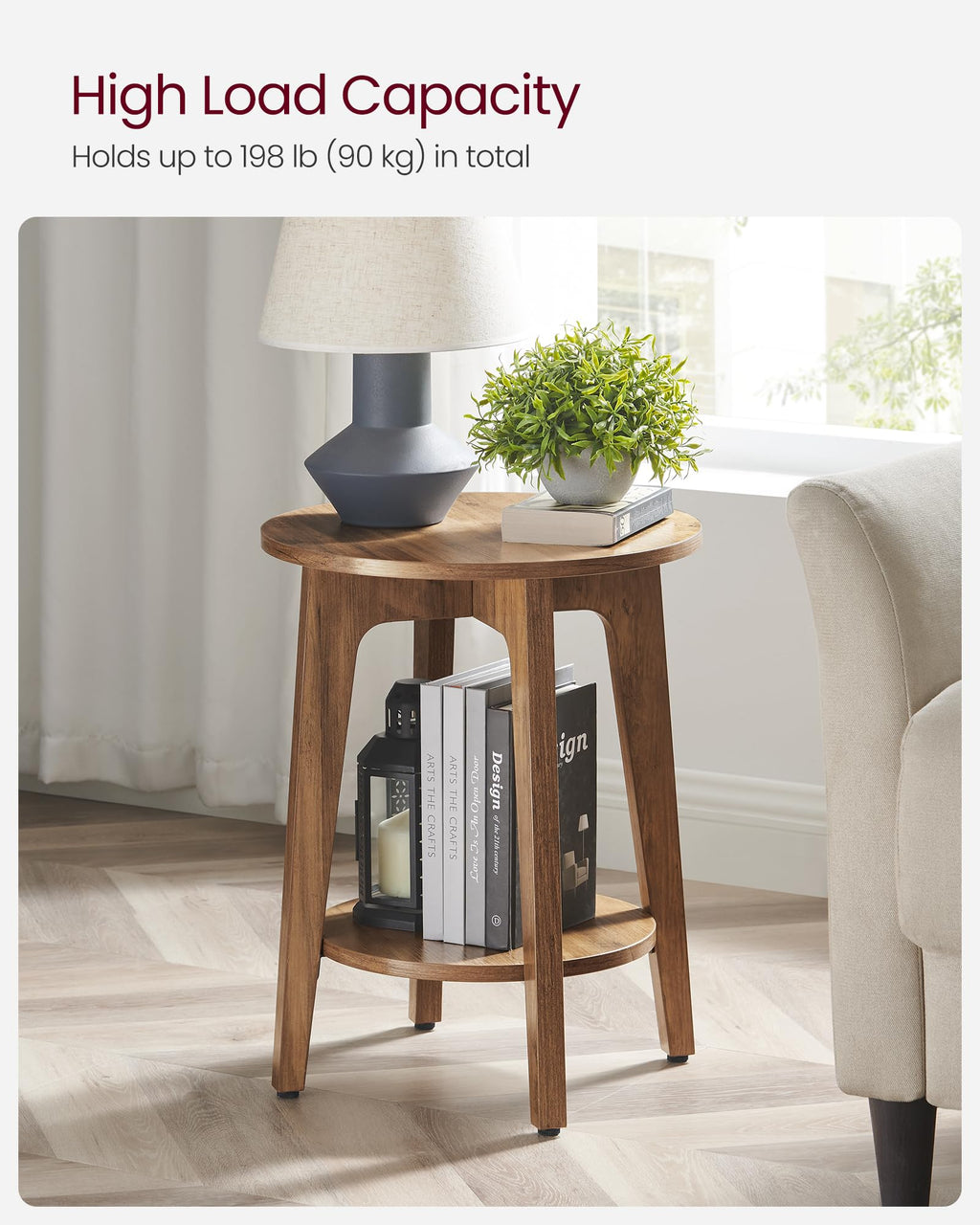 VASAGLE Round Two-Tier Side Table