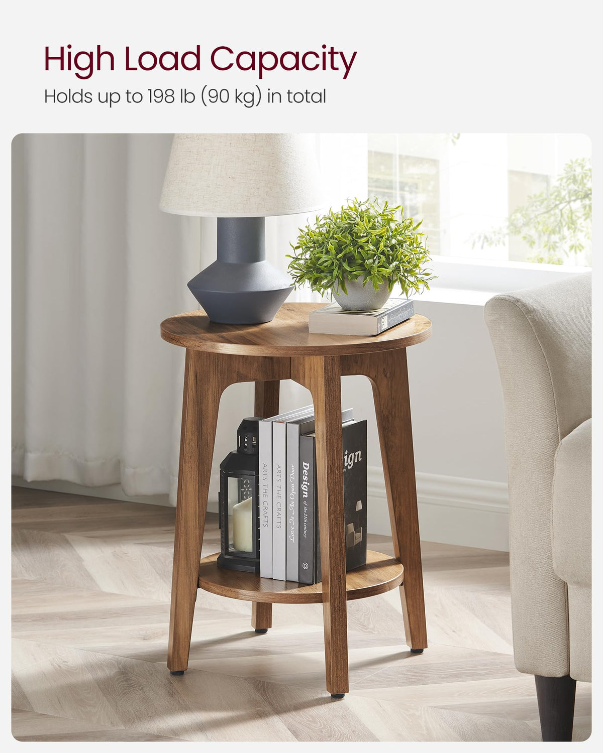 VASAGLE Round Two-Tier Side Table