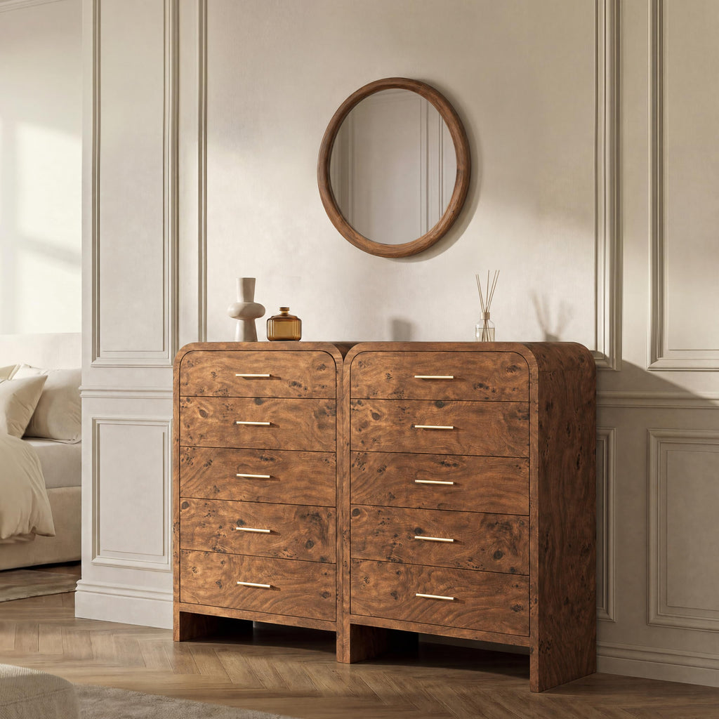 EliteSet 63-Inch Curved Six-Drawer Dresser