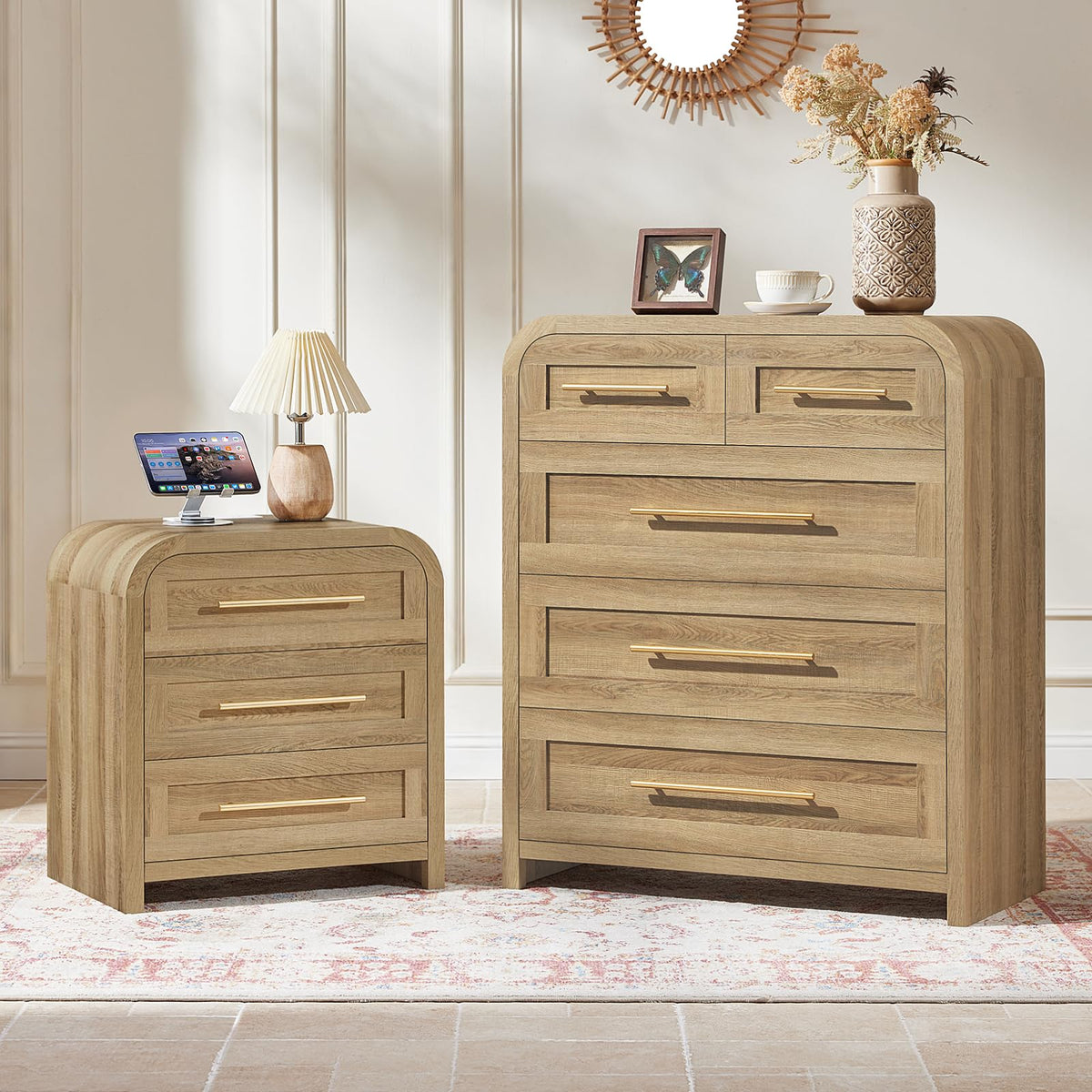 JINVICJIASI Curved Bedroom Dresser