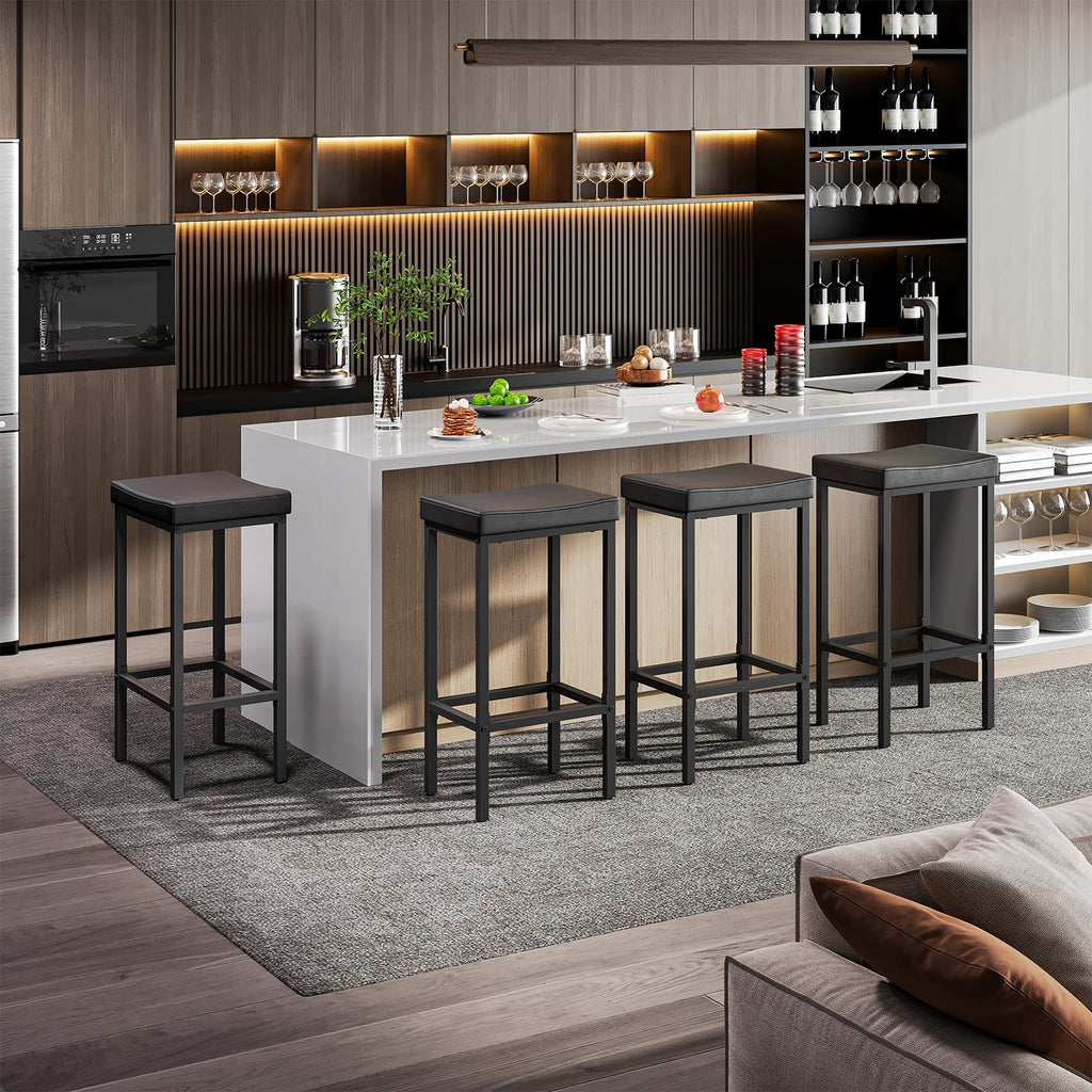 HOOBRO Upholstered Saddle Bar Stools