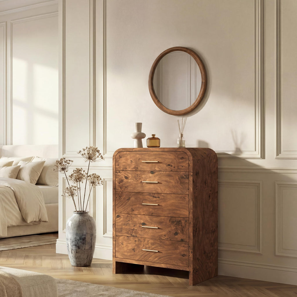 EliteSet 63-Inch Curved Six-Drawer Dresser