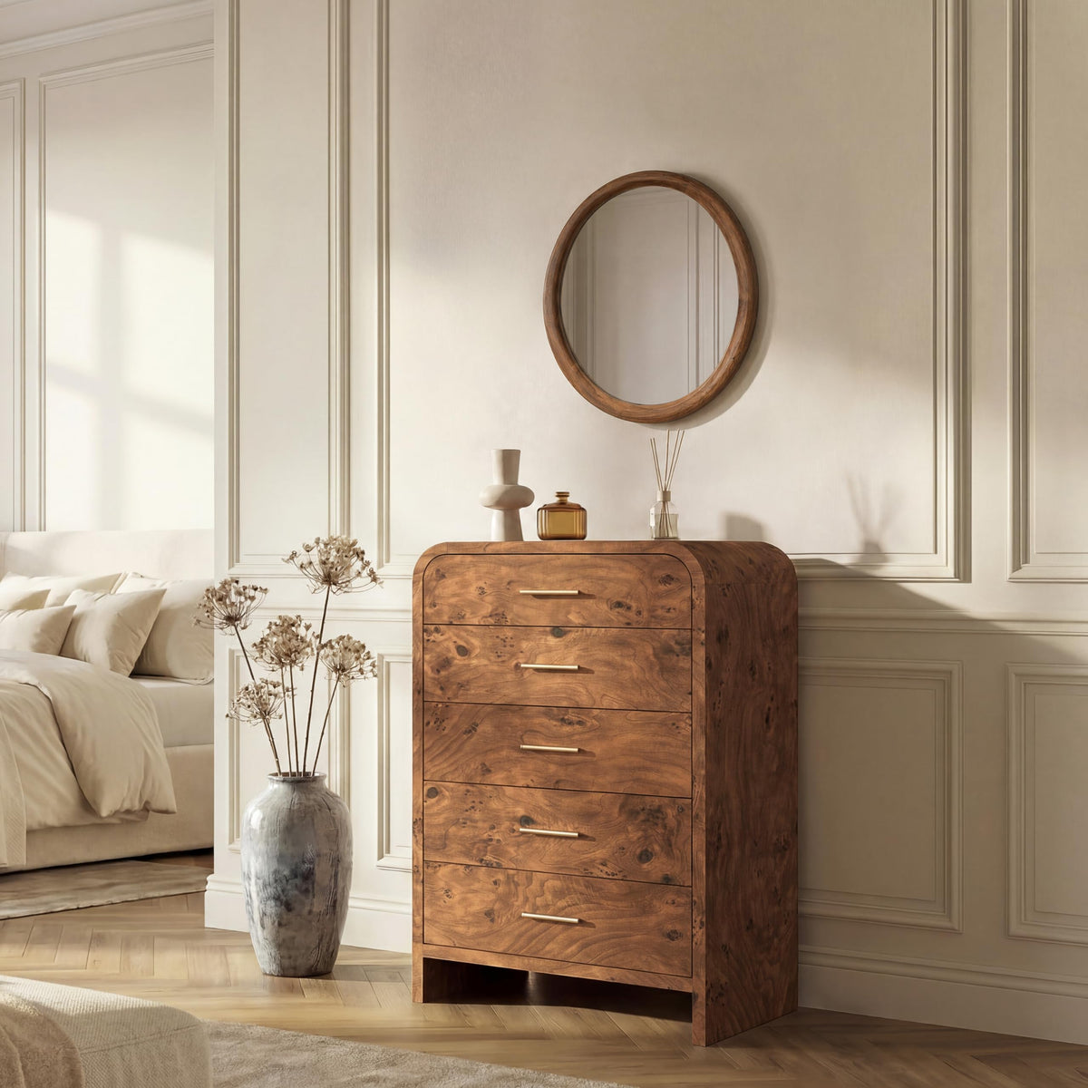 EliteSet 63-Inch Curved Six-Drawer Dresser