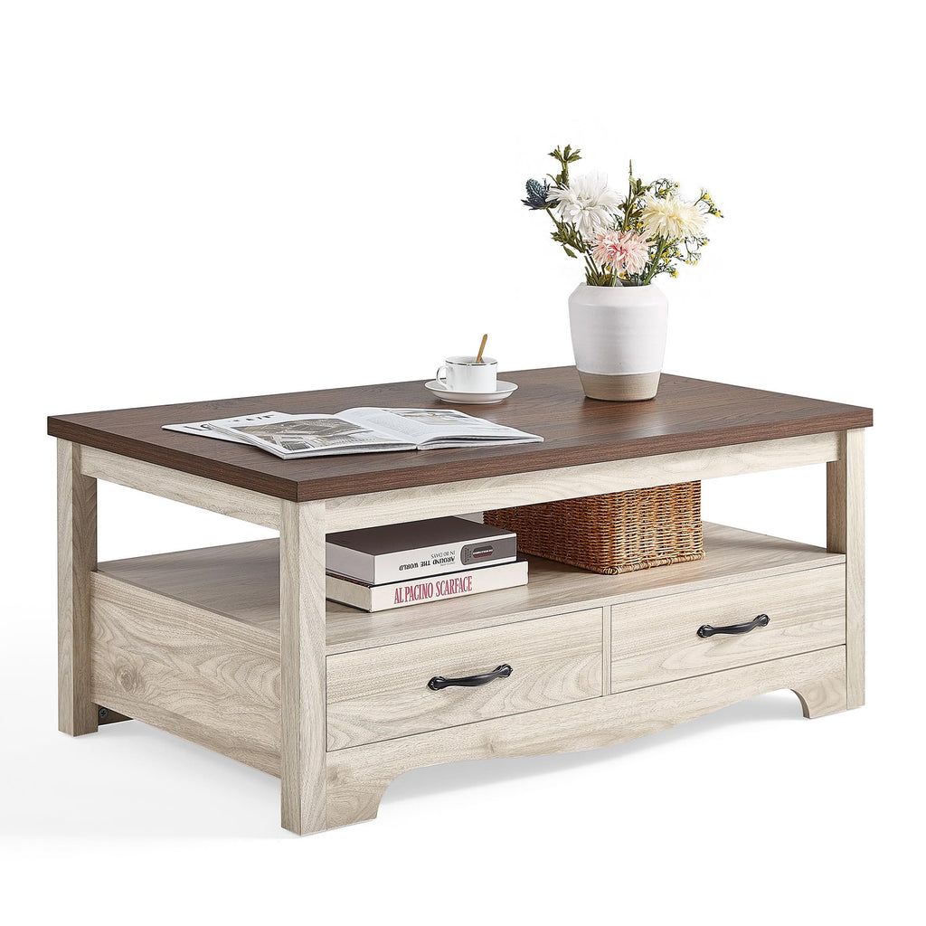 LINSY HOME Farmhouse Storage Coffee Table