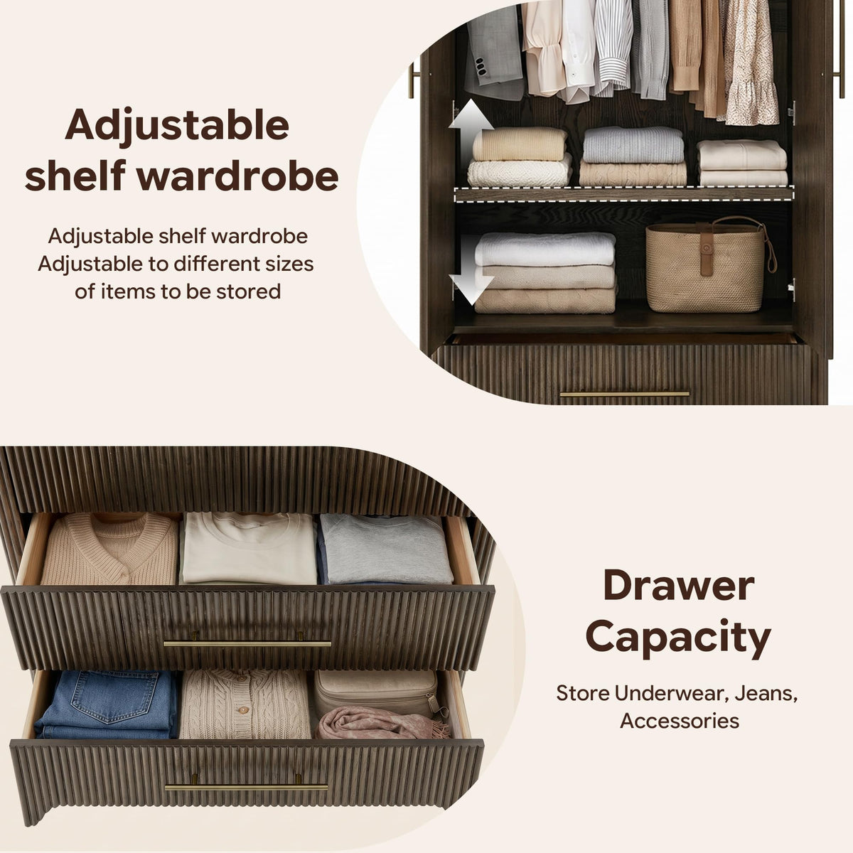 Korsneli Solid Wood Armoire Wardrobe