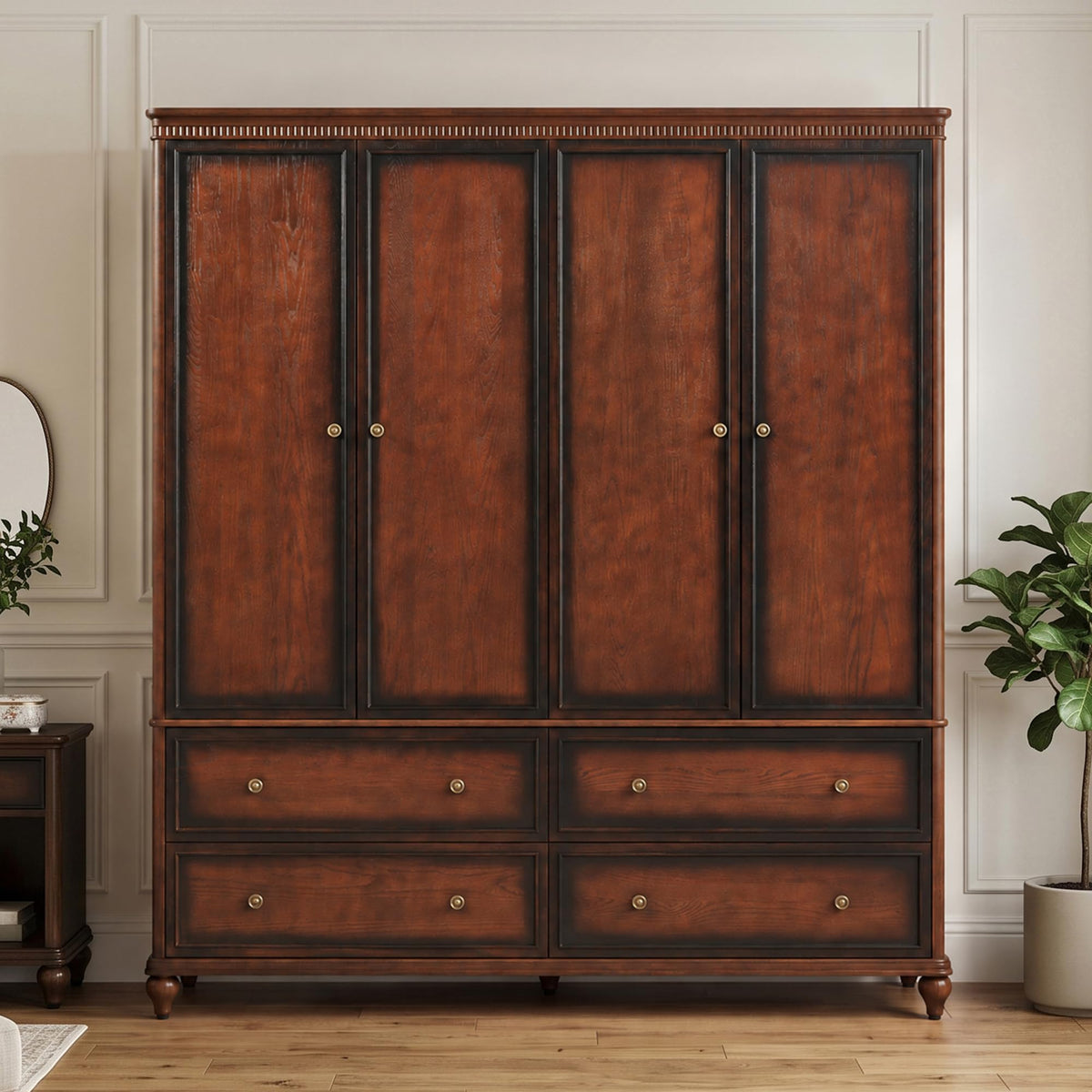 Korsneli Solid Wood Armoire Wardrobe