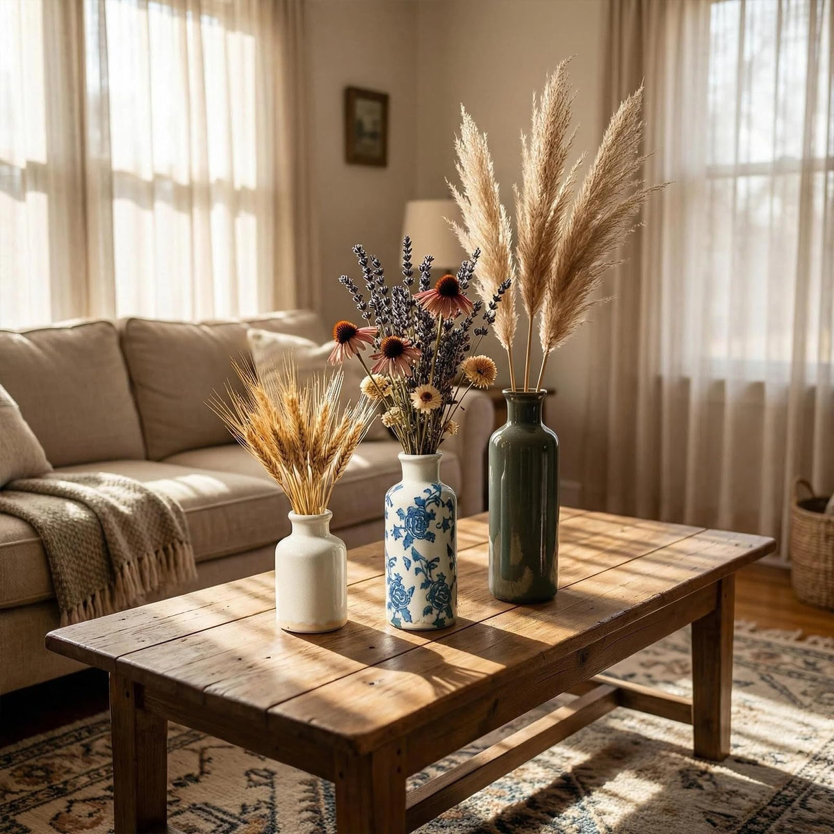 Three-Piece Rustic Ceramic Vase Set