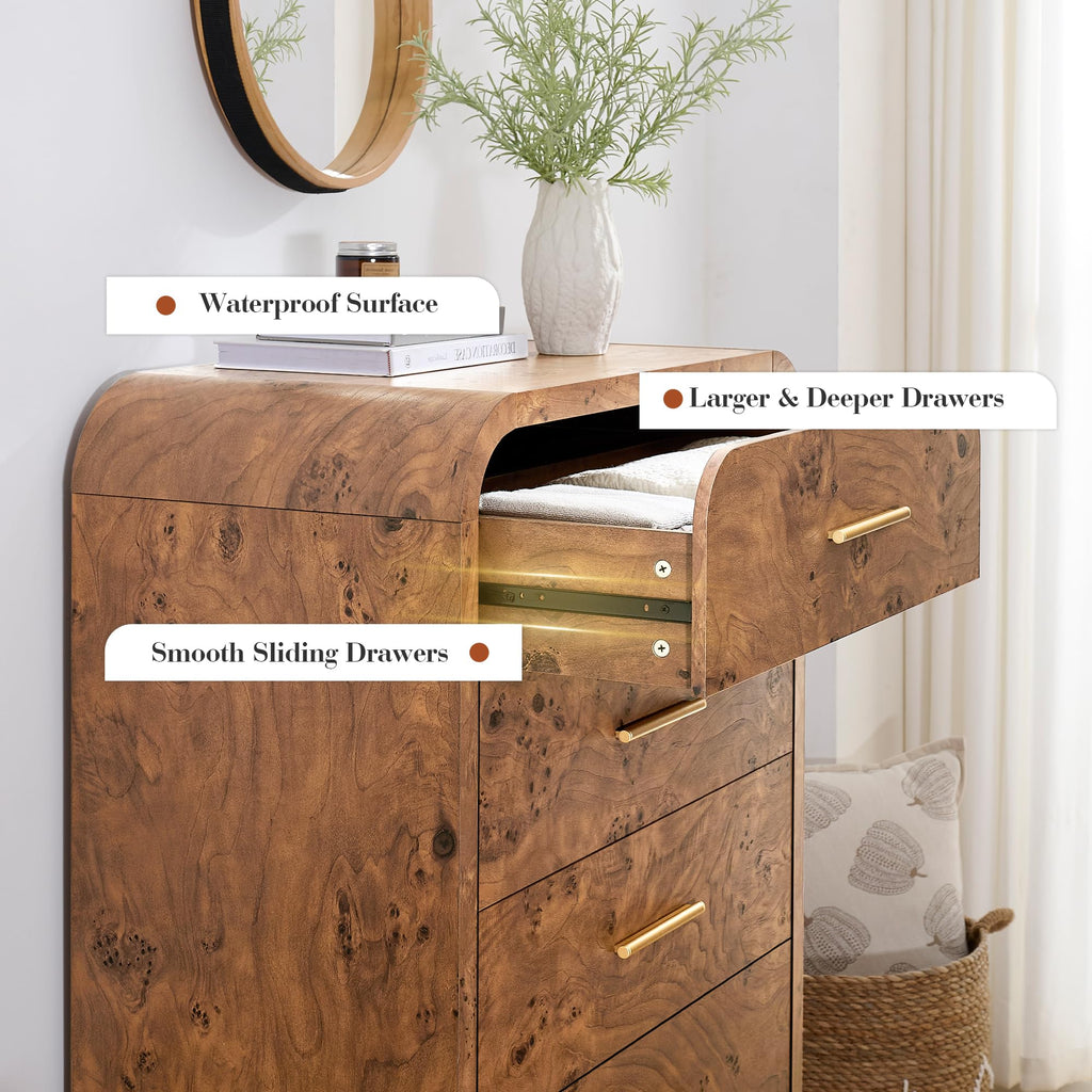 EliteSet 63-Inch Curved Six-Drawer Dresser