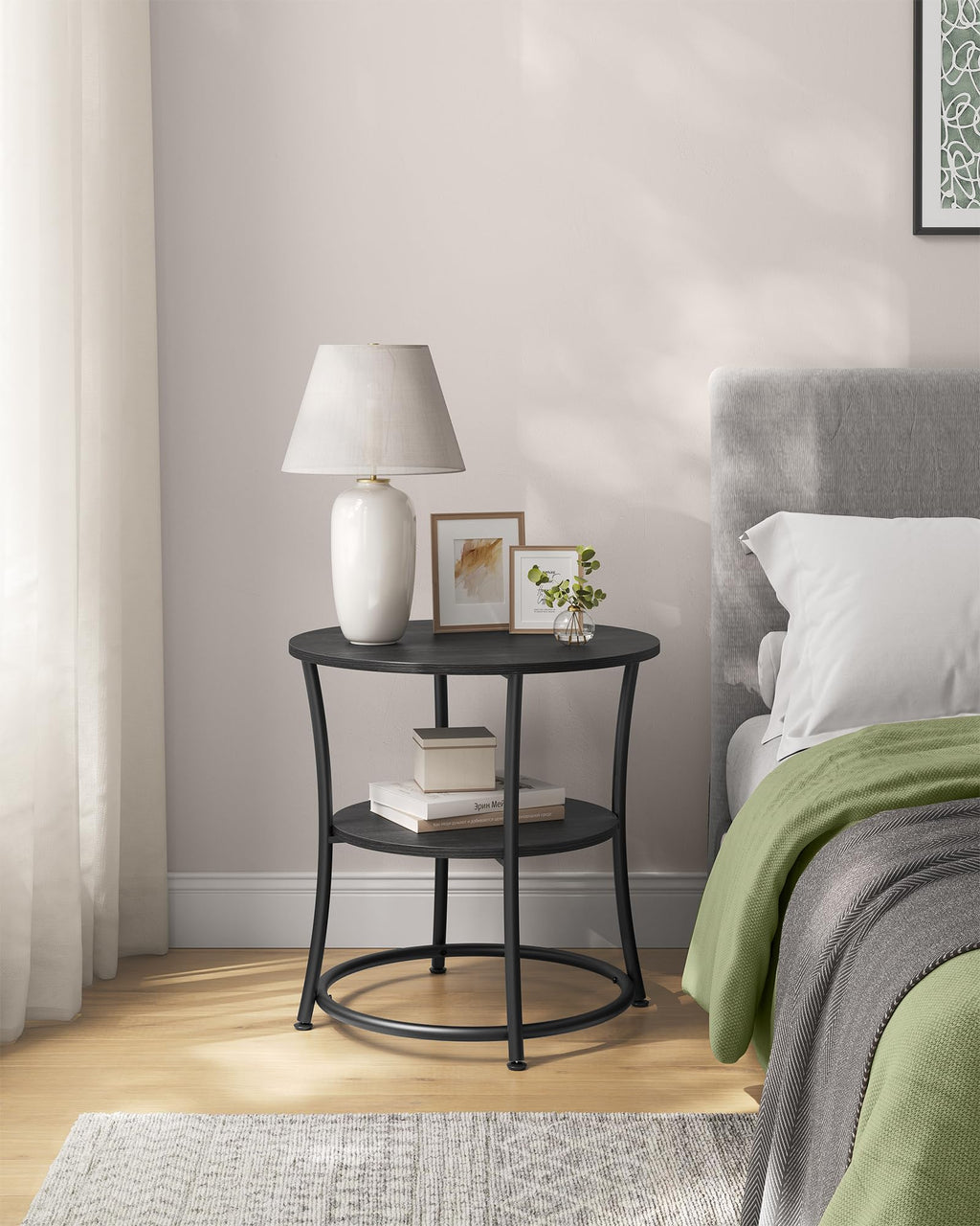 VASAGLE Round Steel-Frame Side Table