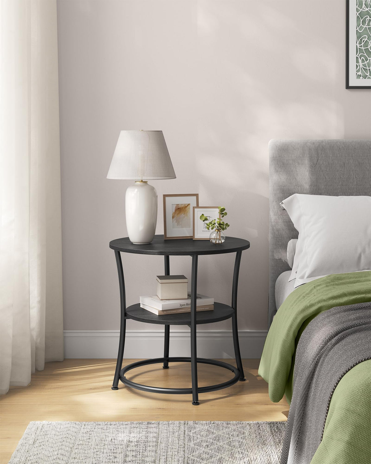 VASAGLE Round Steel-Frame Side Table