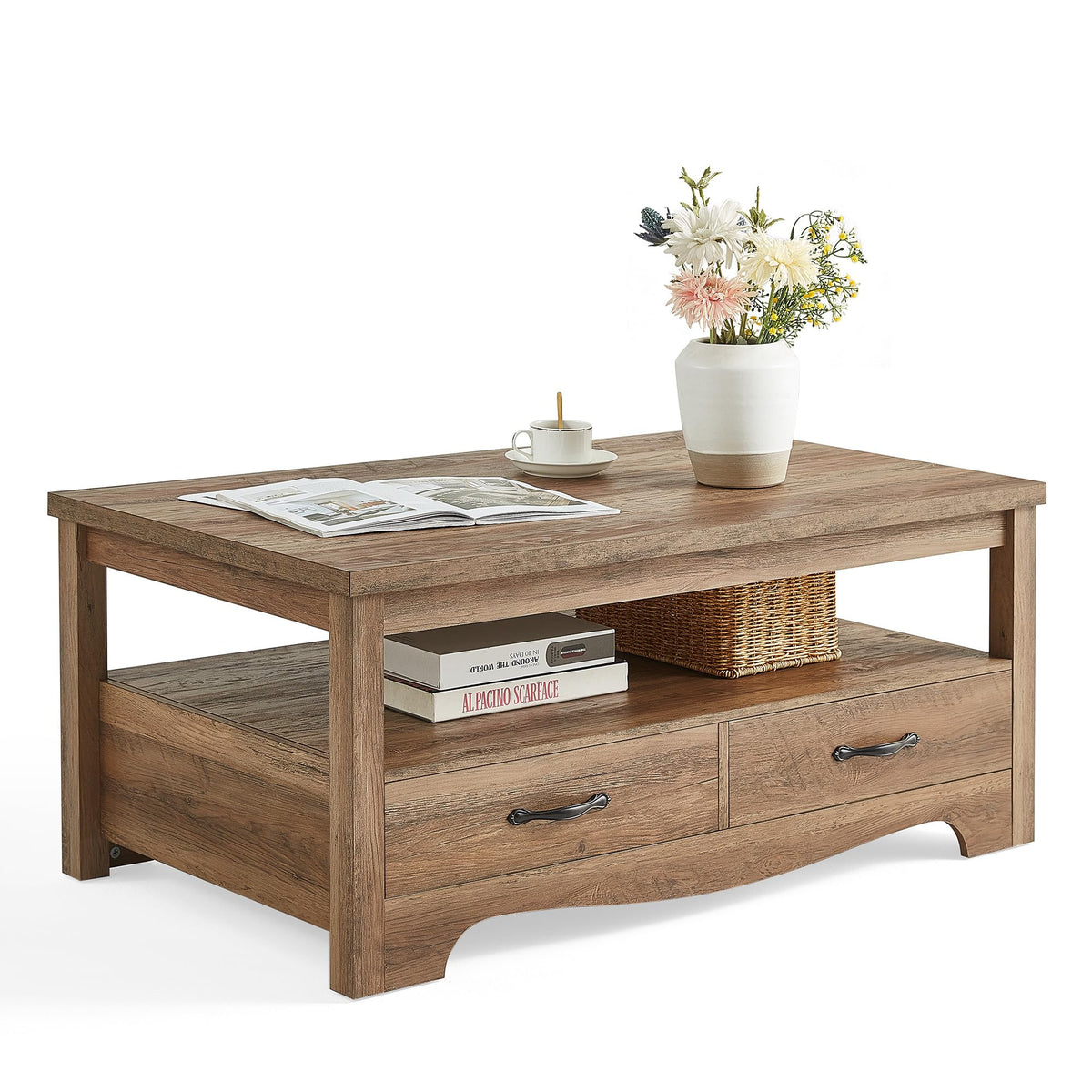LINSY HOME Farmhouse Storage Coffee Table