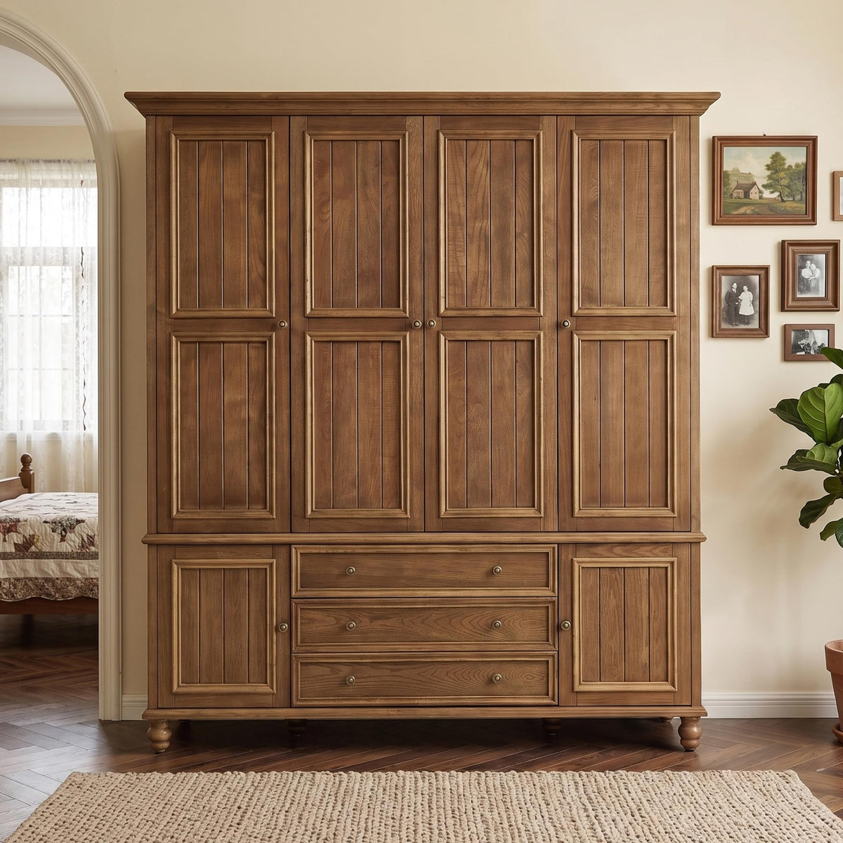 Korsneli Solid Wood Armoire Wardrobe