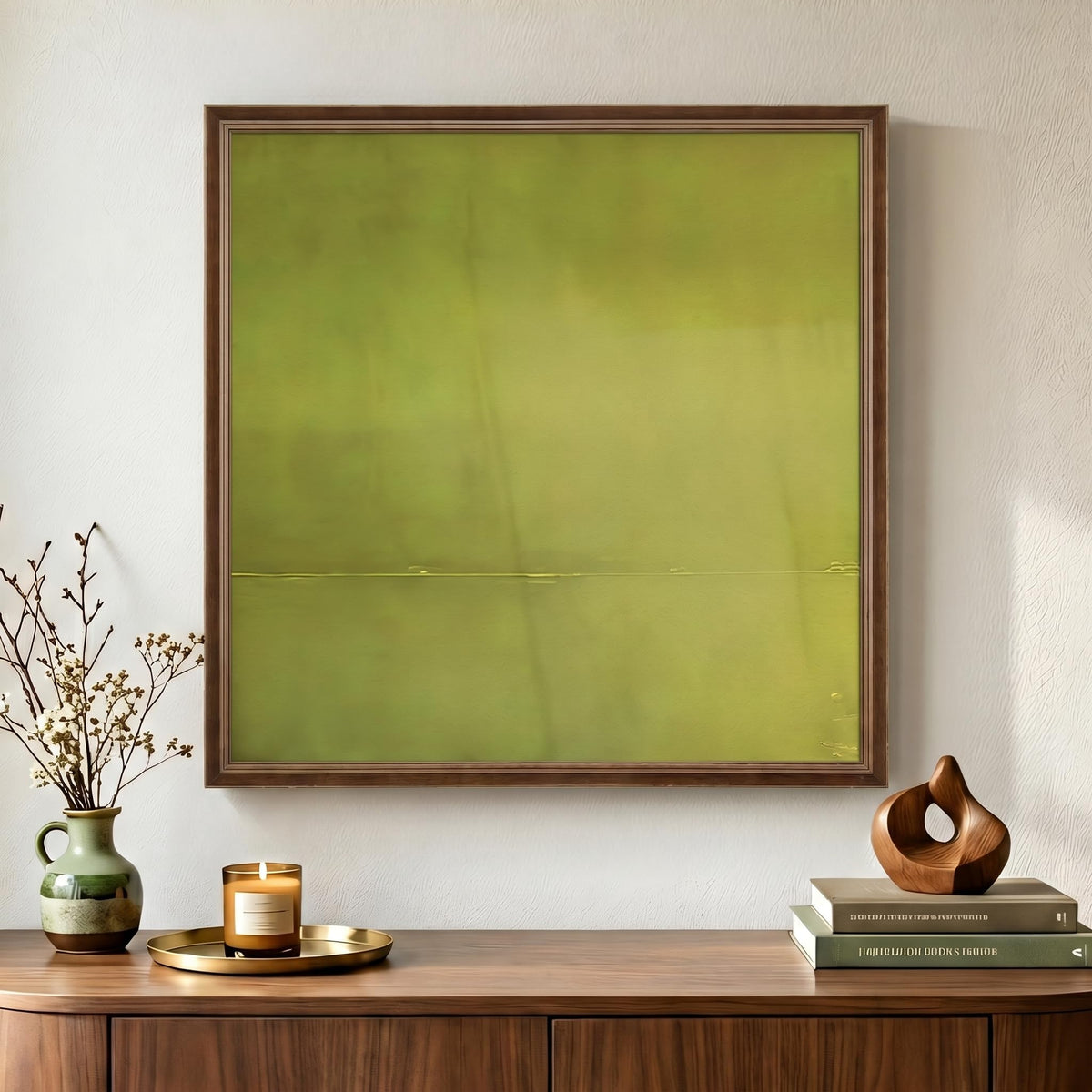 Framed Green Mountain Landscape Wall Art