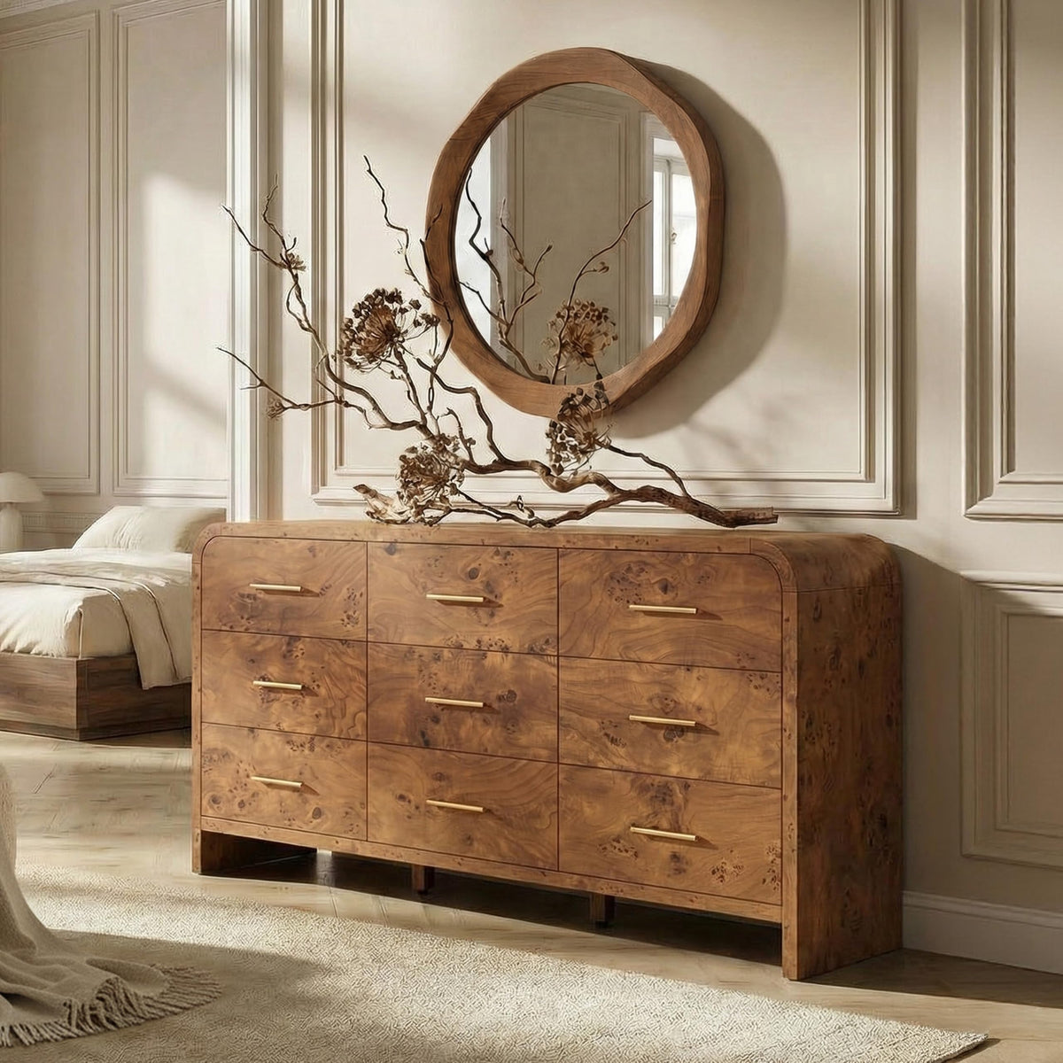EliteSet 63-Inch Curved Six-Drawer Dresser