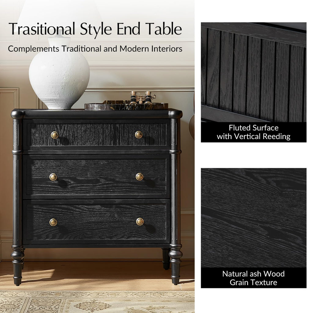 HULALA HOME Fluted Charging Nightstand